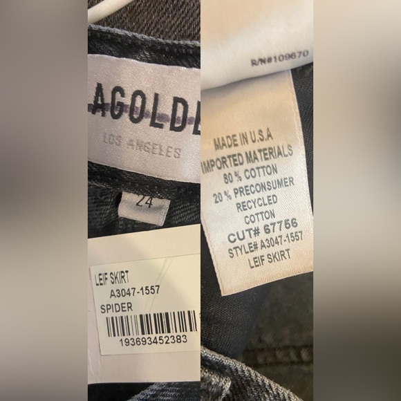 NWT Agolde Leif Denim 90s  vintage high waisted  Maxi Skirt in a black Sz 24 - Picture 15 of 16